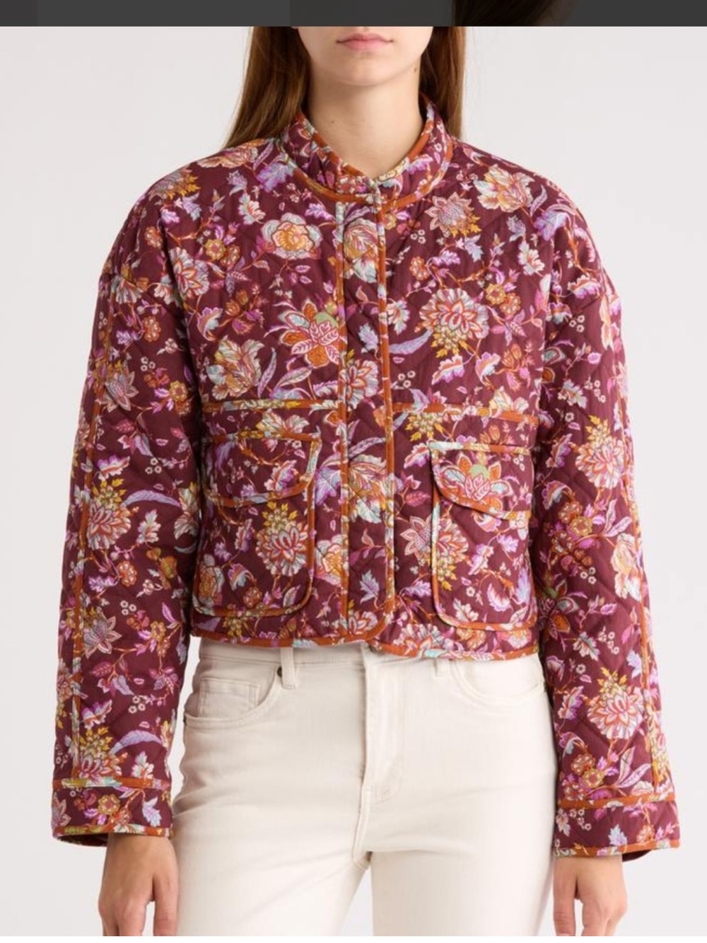 7 for all mankind quilted floral jacket